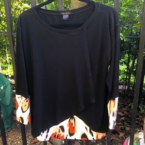 Eva Varro black with print contrast blouse / shirt